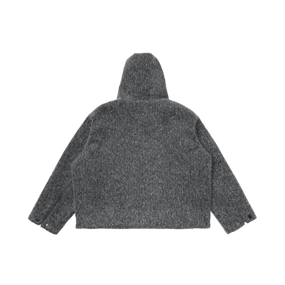 Solid color loose hooded woolen jacket