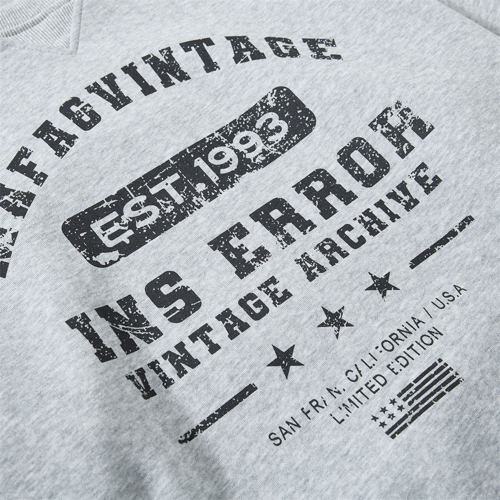 Letter printed round neck hoodie