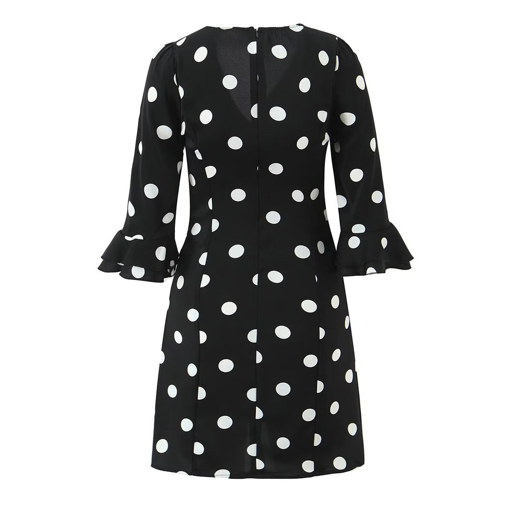New women's fashionable and casual French retro polka dot dress