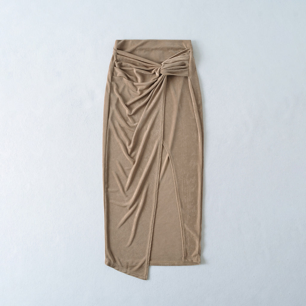 High waisted leg revealing split skirt long skirt