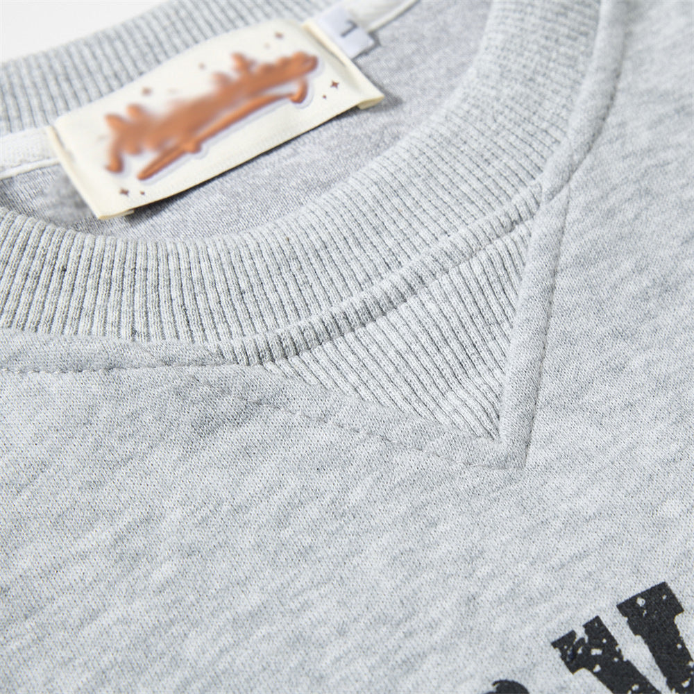 Letter printed round neck hoodie