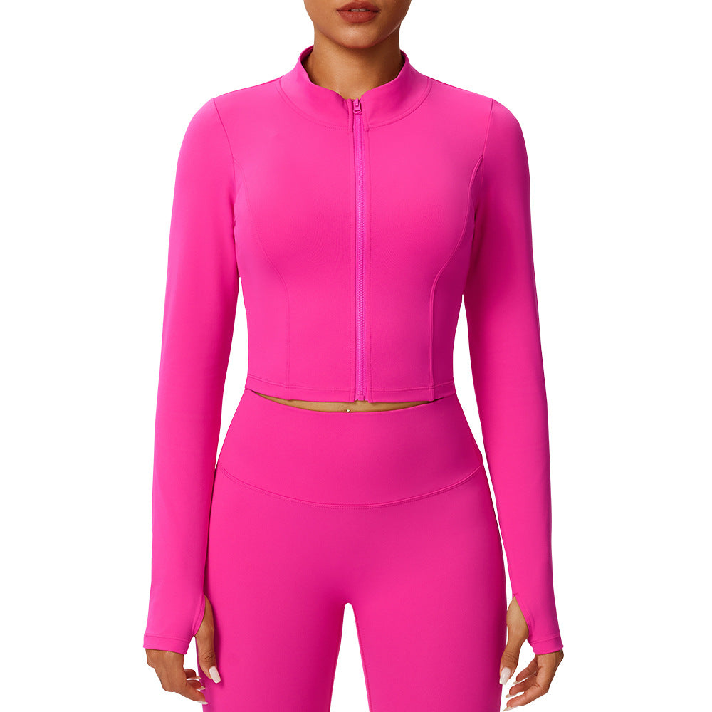 Zipper slimming long sleeved jacket for women