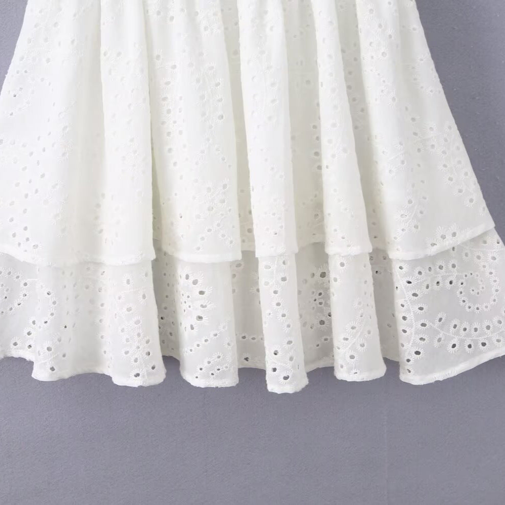 Women's Embroidered Puff Sleeve Flared Dress