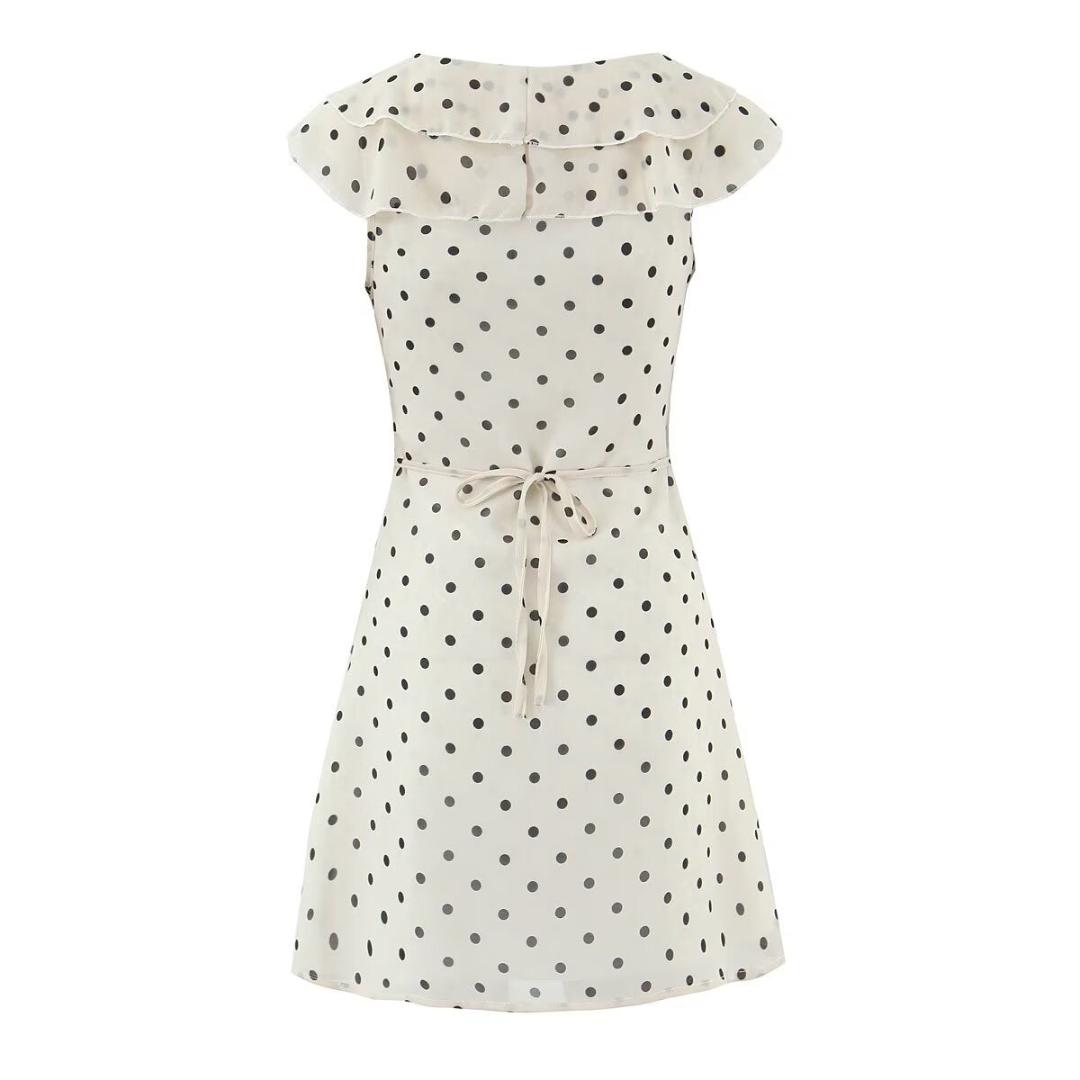 New Women's Fashionable Classic French Polka Dot Ruffle Waist-In Dress