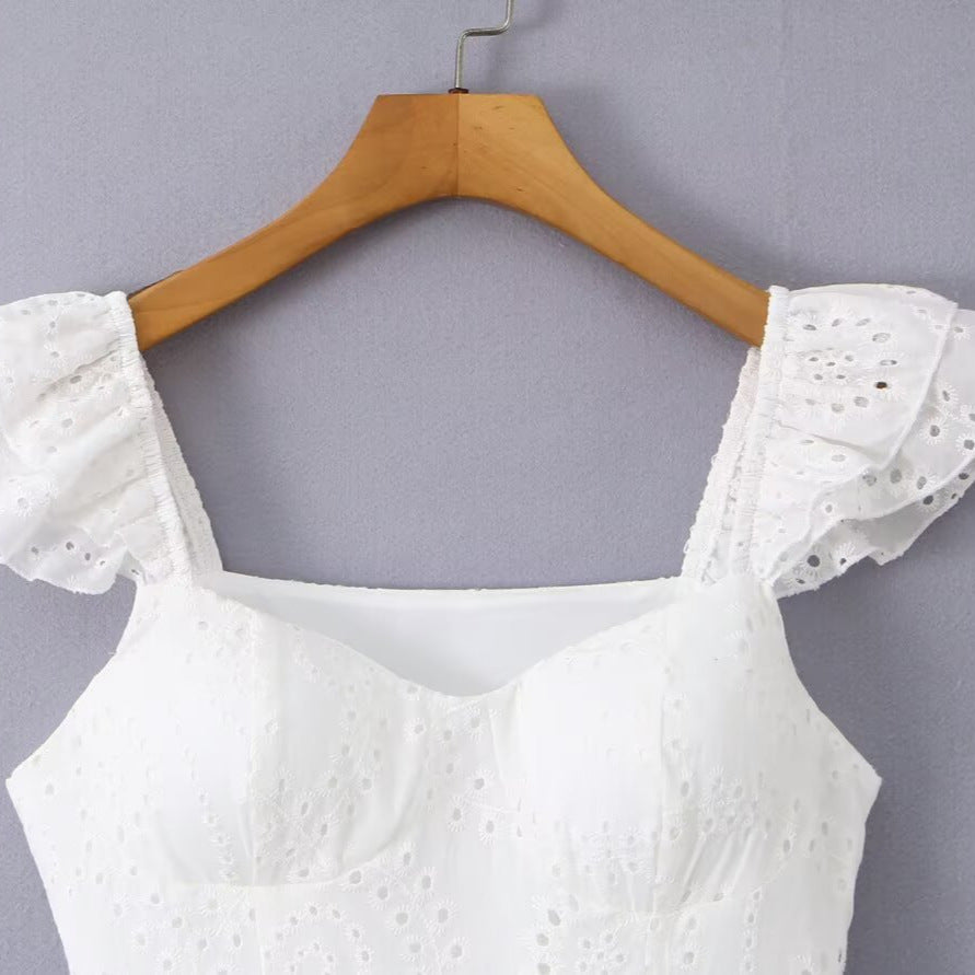 Women's Embroidered Puff Sleeve Flared Dress