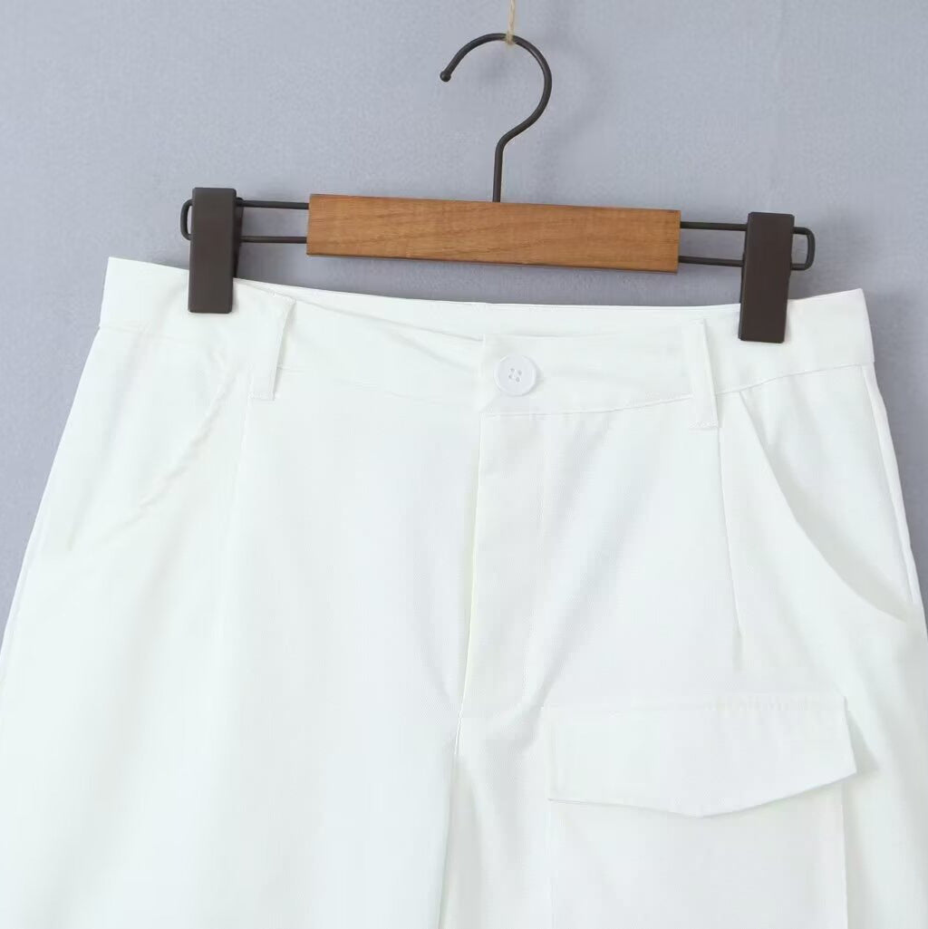 Fashionable Casual 3D Pocket Cargo Low Waist Pants for Women