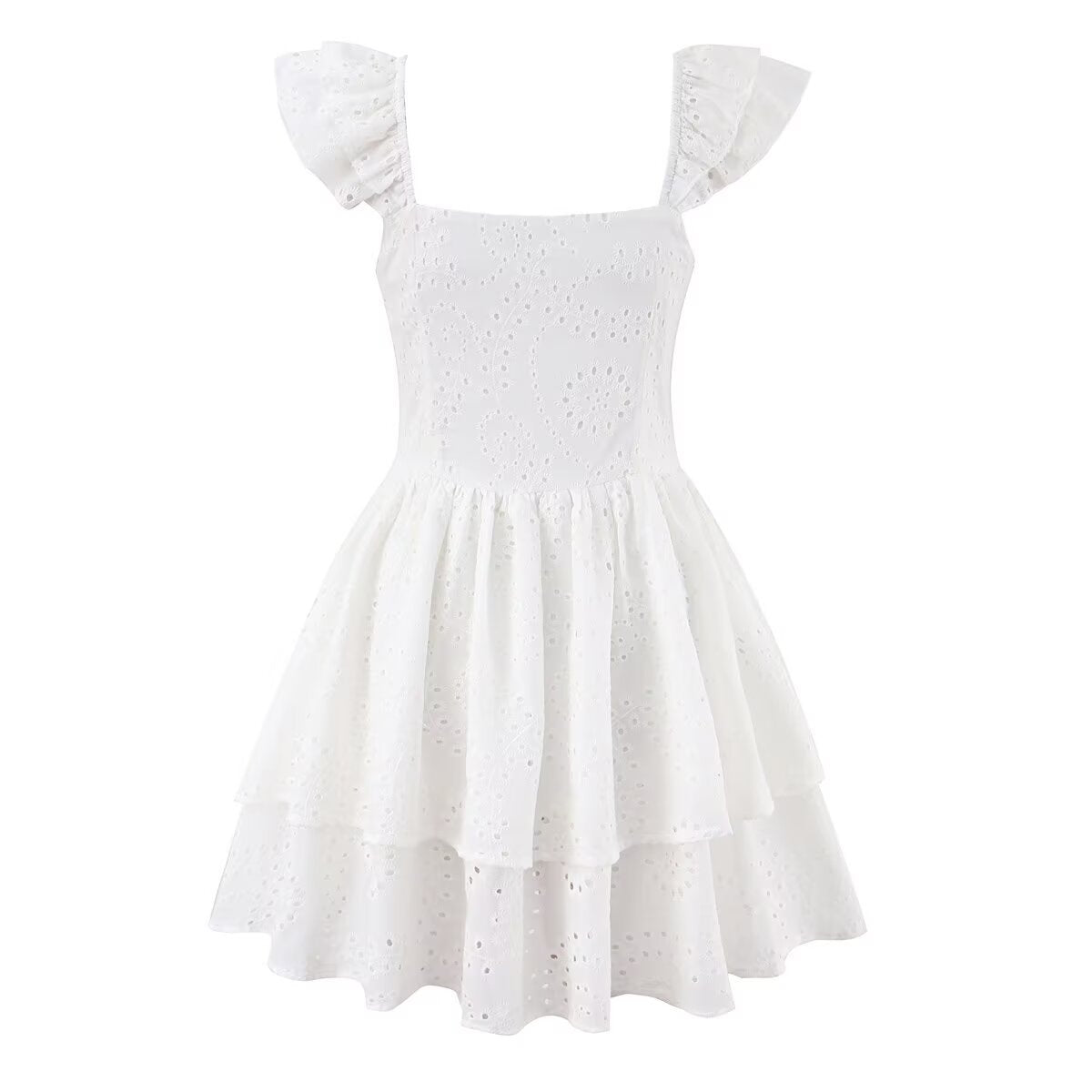 Women's Embroidered Puff Sleeve Flared Dress