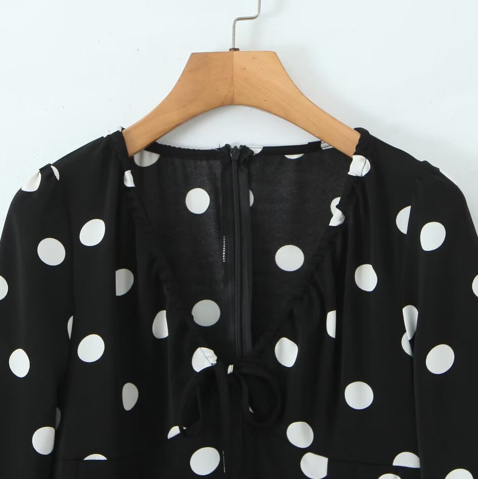 New women's fashionable and casual French retro polka dot dress